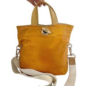 Maurizio Taiuti Italian Orange Leather Handbag Crossbody Purse